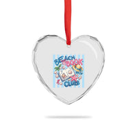 Beach Book Club Heart Crystal Glass Ornament Bookworm Summer Vacation Graphic