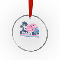 Beach Bum Crystal Glass Ornament Retro Summer Vacation Surf Wave Tropical Sunset Aesthetic