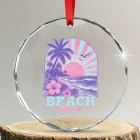 Beach Bum Crystal Glass Ornament Summer Vacation Beach Lover Surf Wave Vintage Tropical Sunset Aesthetic
