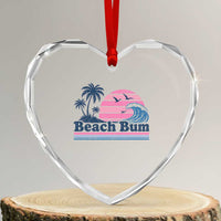 Beach Bum Heart Crystal Glass Ornament Retro Summer Vacation Surf Wave Tropical Sunset Aesthetic