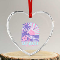Beach Bum Heart Crystal Glass Ornament Summer Vacation Beach Lover Surf Wave Vintage Tropical Sunset Aesthetic