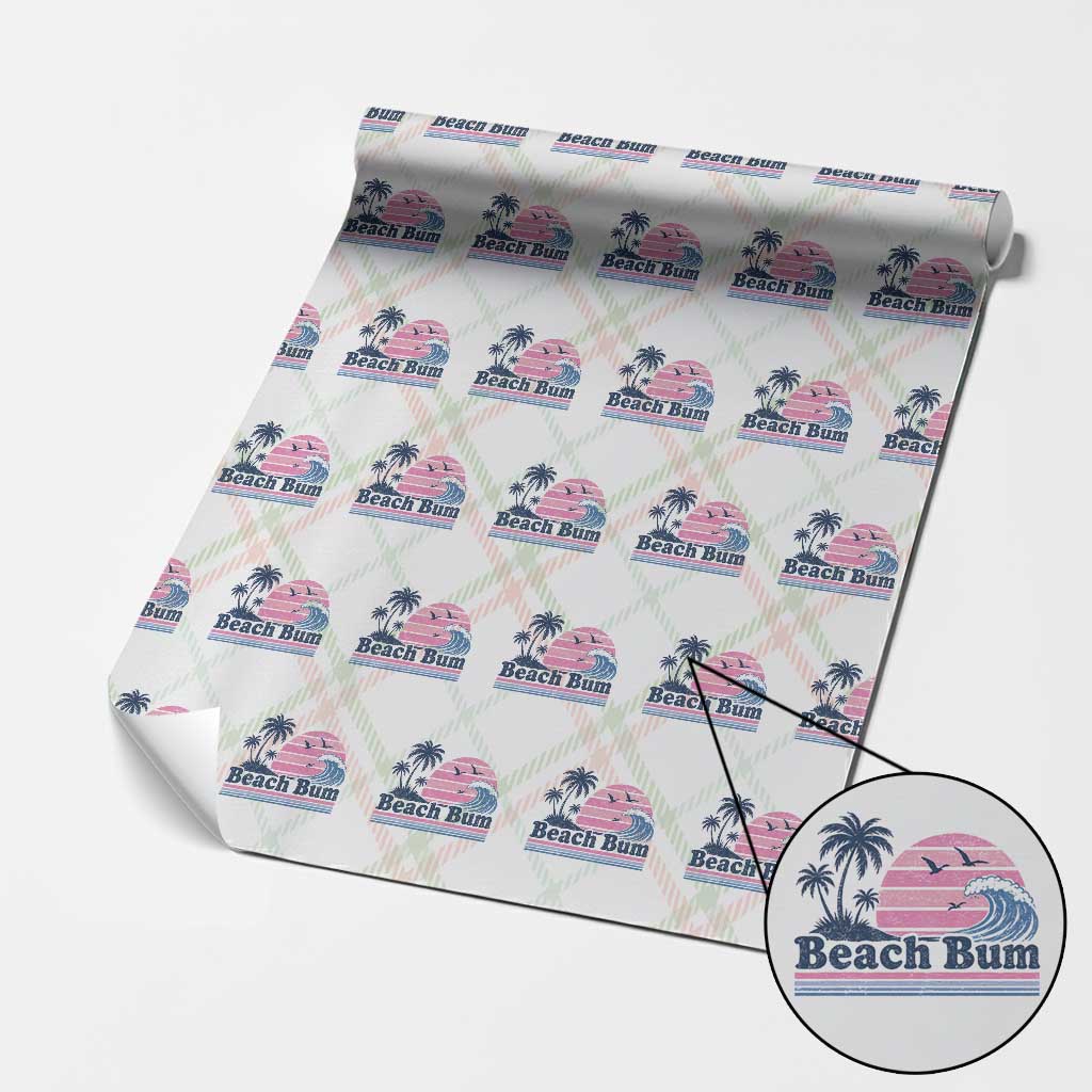 Beach Bum Wrapping Paper Roll Retro Summer Vacation Surf Wave Tropical Sunset Aesthetic