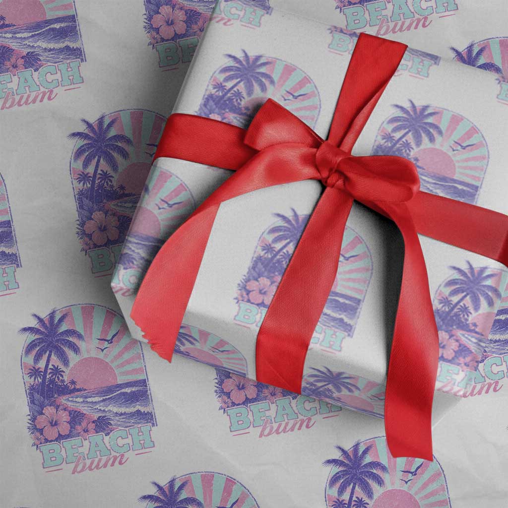Beach Bum Wrapping Paper Roll Summer Vacation Beach Lover Surf Wave Vintage Tropical Sunset Aesthetic