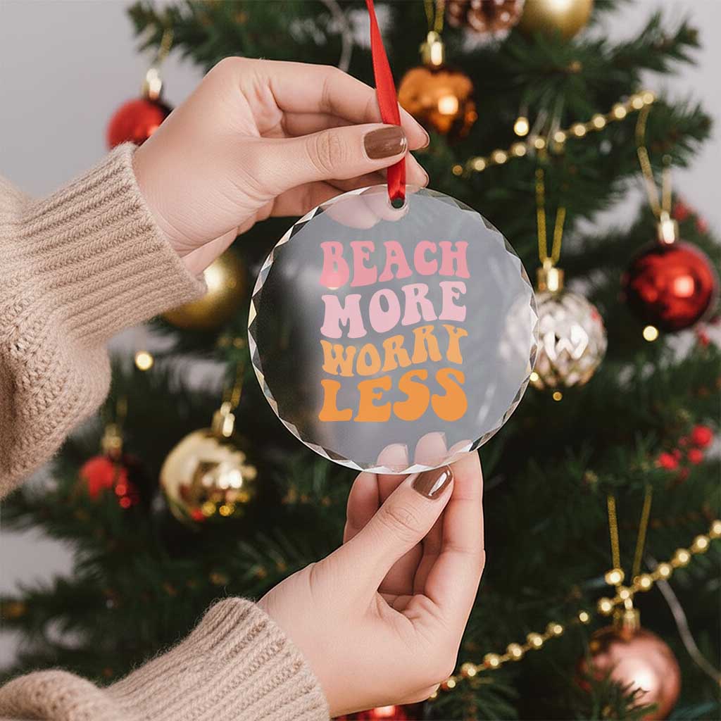 Beach More Worry Less Crystal Glass Ornament Boho Summer Vacation
