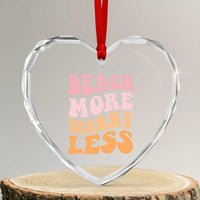 Beach More Worry Less Heart Crystal Glass Ornament Boho Summer Vacation