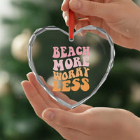 Beach More Worry Less Heart Crystal Glass Ornament Boho Summer Vacation