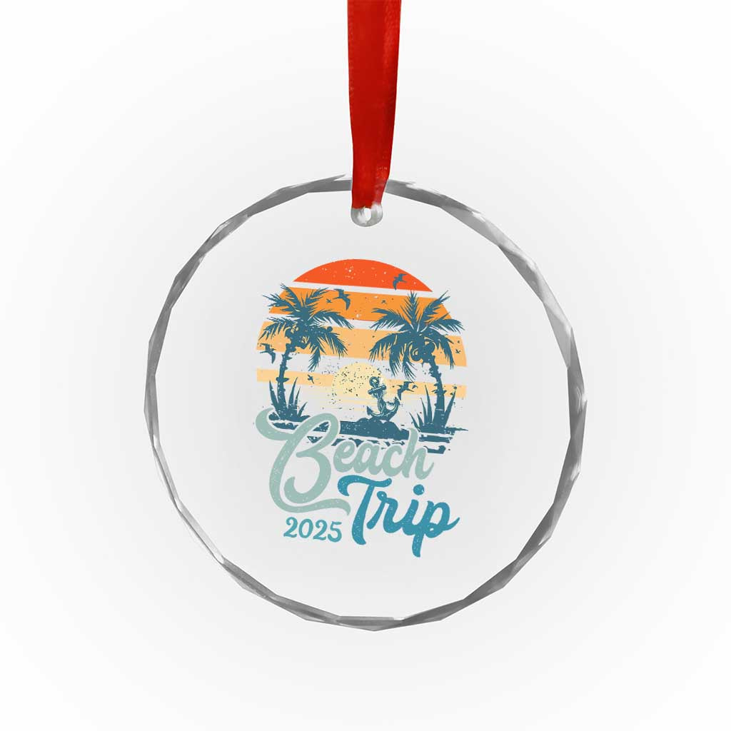 Beach Trip 2025 Crystal Glass Ornament Summer Vacation Vintage 70's Retro TS10
