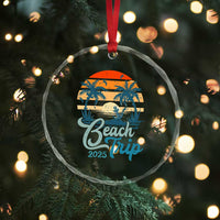 Beach Trip 2025 Crystal Glass Ornament Summer Vacation Vintage 70's Retro TS10