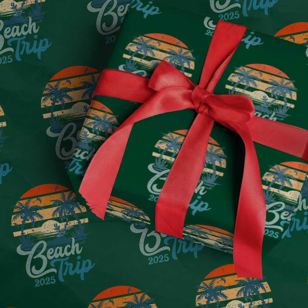 Beach Trip 2025 Wrapping Paper Roll Summer Vacation Vintage 70's Retro - Wonder Print Shop