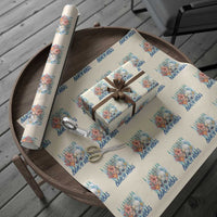Beach Vibes Wrapping Paper Roll Floral Seashell Coastal Vacation Graphic