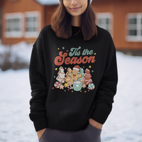 Christmas Cookies Sweatshirt Tis The Season Xmas Tree Cakes Gingerbread Man Retro Groovy - Wonder Print Shop