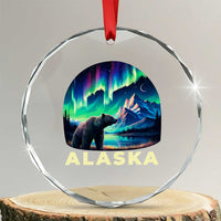 Bear Alaska Crystal Glass Ornament Alaskan Night Sky Northern Lights Aurora - Wonder Print Shop
