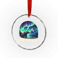 Bear Alaska Crystal Glass Ornament Alaskan Night Sky Northern Lights Aurora - Wonder Print Shop