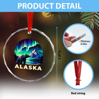 Bear Alaska Crystal Glass Ornament Alaskan Night Sky Northern Lights Aurora - Wonder Print Shop