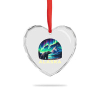 Bear Alaska Heart Crystal Glass Ornament Alaskan Night Sky Northern Lights Aurora - Wonder Print Shop