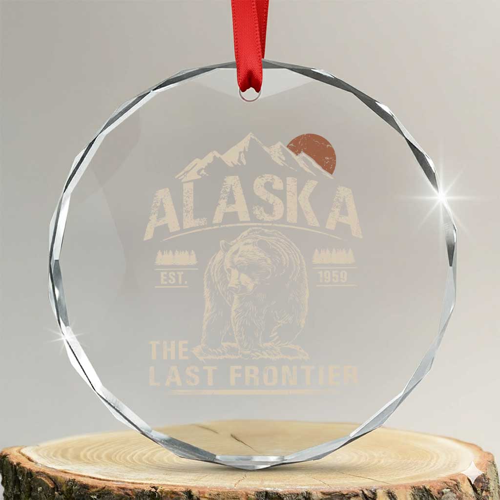 Bear Alaska The Last Frontier Crystal Glass Ornament Vintage Alaska Camping Hiking Mountain - Wonder Print Shop