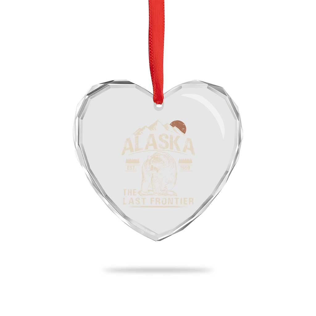 Bear Alaska The Last Frontier Heart Crystal Glass Ornament Vintage Alaska Camping Hiking Mountain - Wonder Print Shop