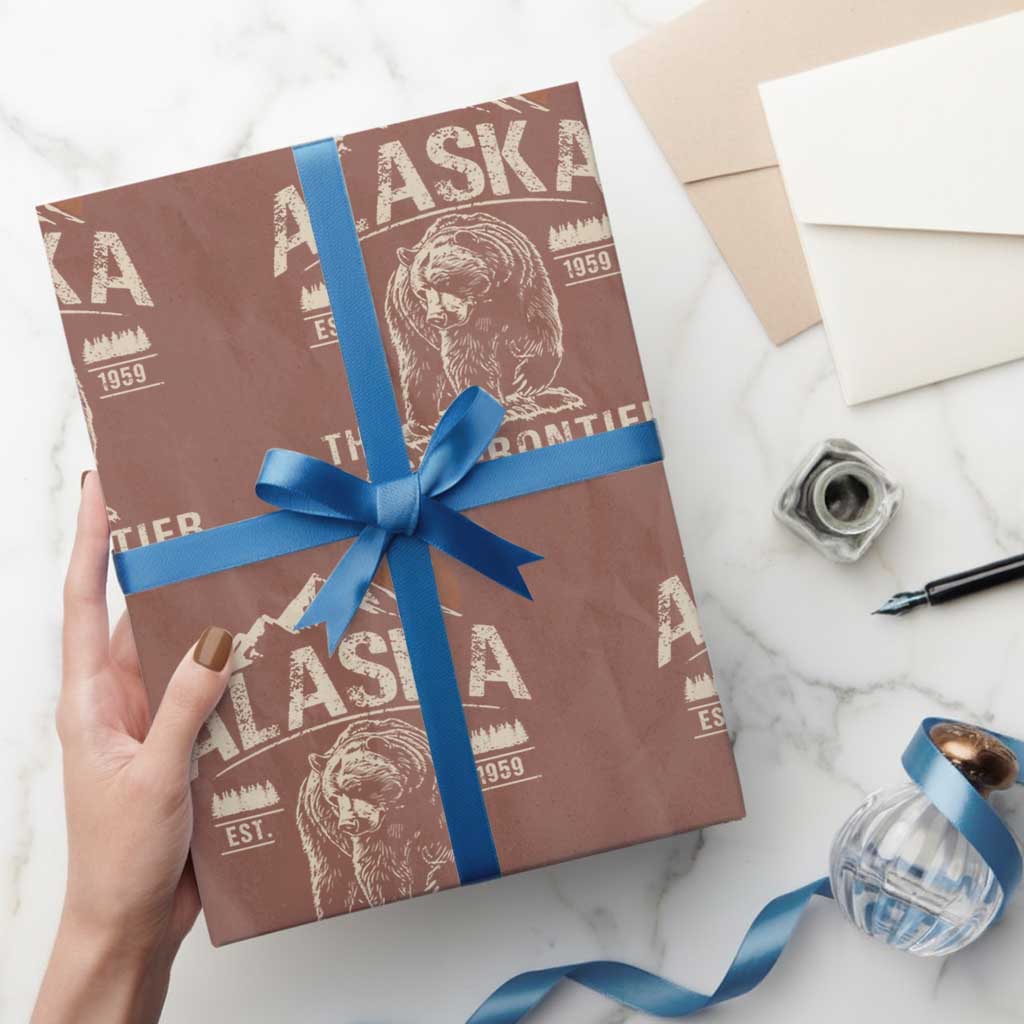 Bear Alaska The Last Frontier Wrapping Paper Roll Vintage Alaska Camping Hiking Mountain - Wonder Print Shop