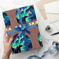 Bear Alaska Wrapping Paper Roll Alaskan Night Sky Northern Lights Aurora - Wonder Print Shop