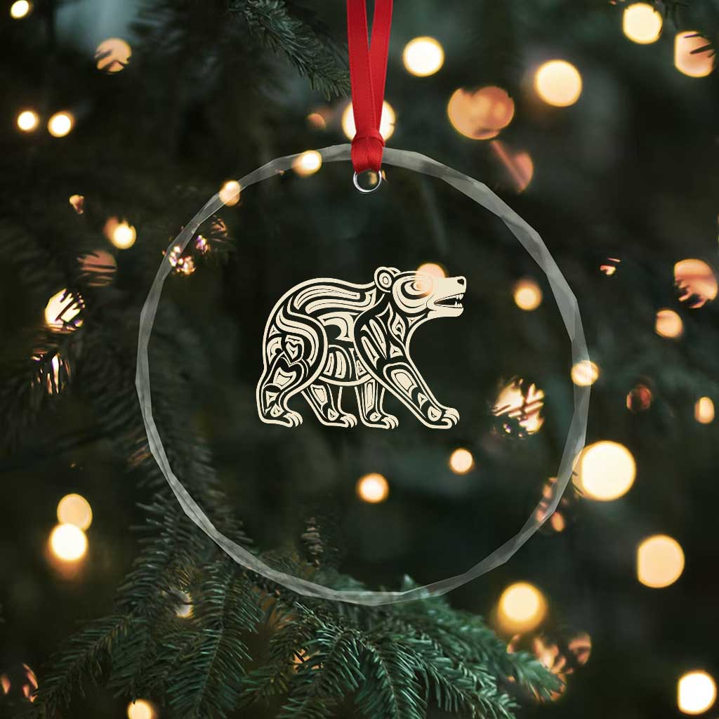 Bear Native Formline Art Salish Haida Tlingit Pacific Animal Crystal Glass Ornament