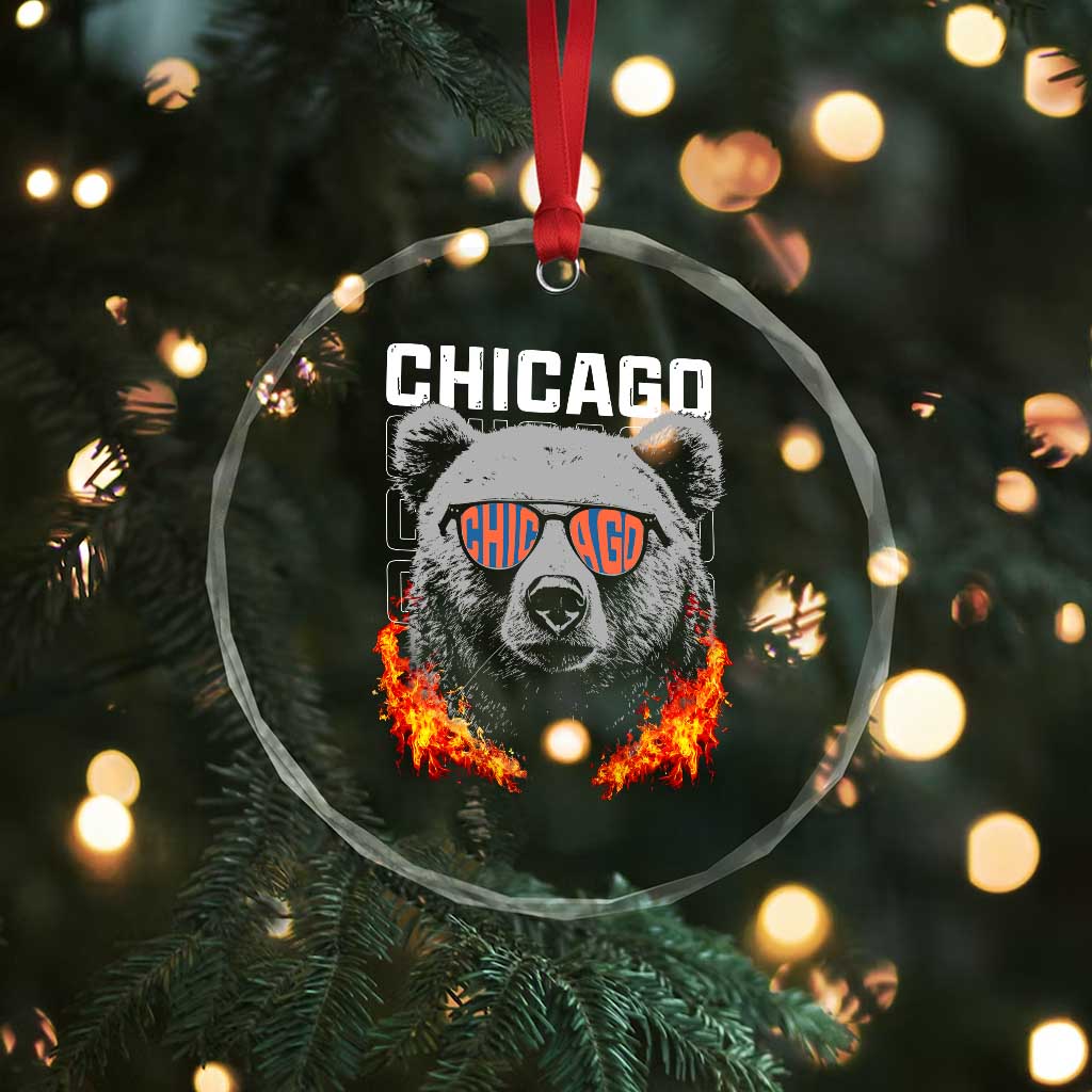 Bears Mascot Crystal Glass Ornament Vintage Retro Chicago TS10