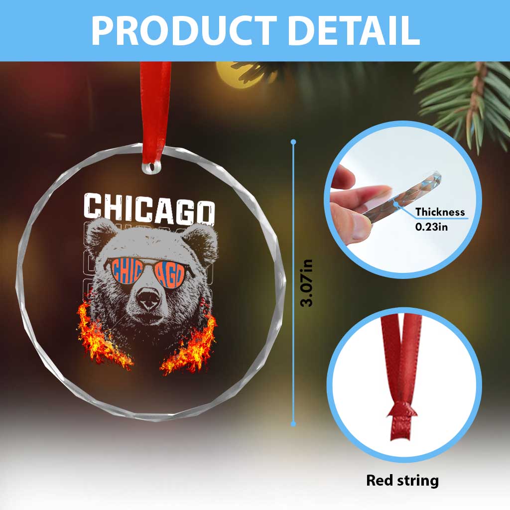 Bears Mascot Crystal Glass Ornament Vintage Retro Chicago TS10