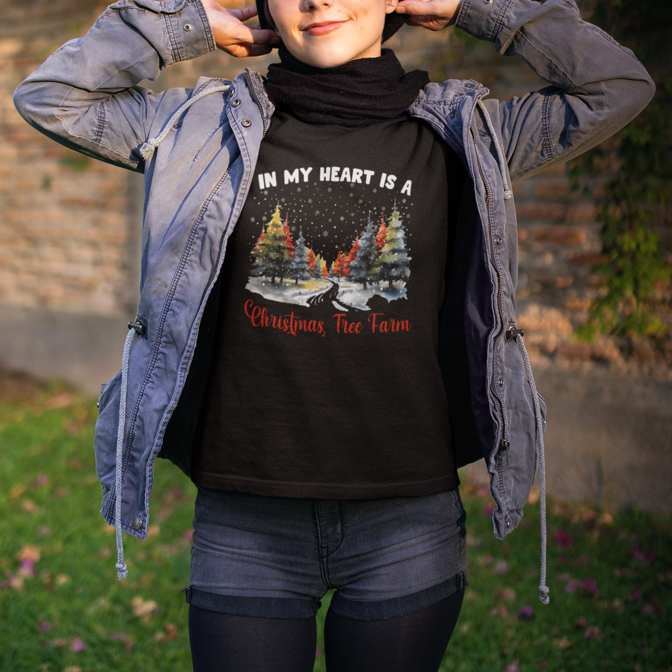 Funny Christmas T Shirt In My Heart Is A Xmas Tree Farm Retro Vintage Clothing - Wonder Print Shop