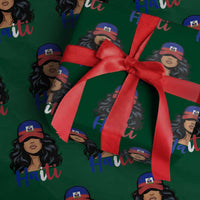 Beautiful Haitian Girl in Flag Baseball Cap Wrapping Paper Roll Haiti Heritage Pride