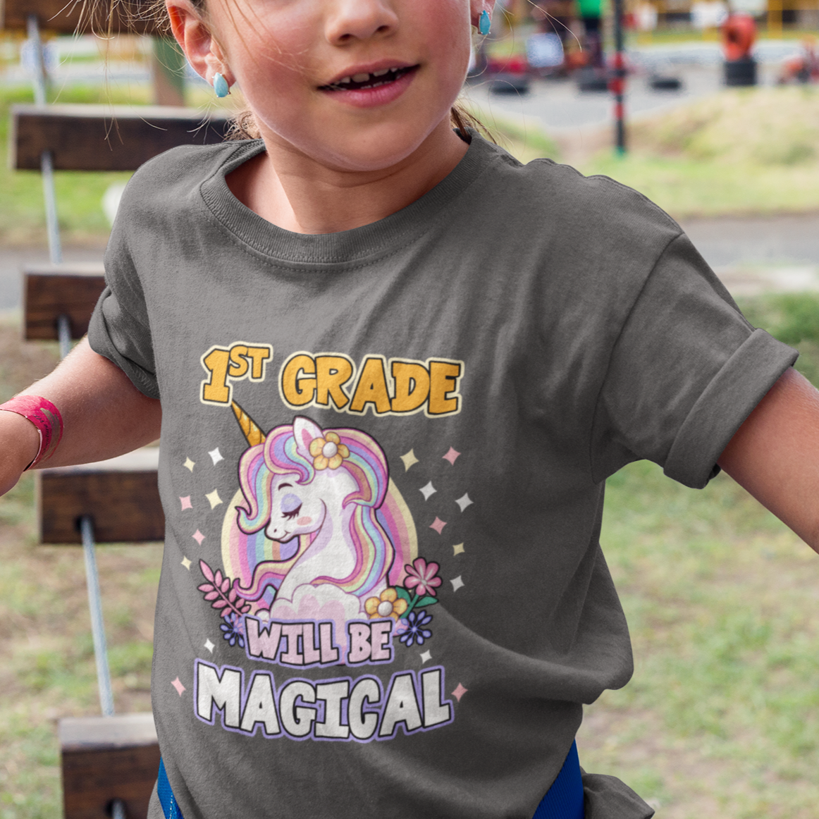 T Shirt For Kid First Grade Will Be Magical Cute Unicorn Rock 1st Grade Girl - Wonder Print Shop