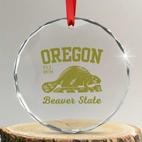 Beaver State Oregon Crystal Glass Ornament Est 1859 Vintage Flag TS02