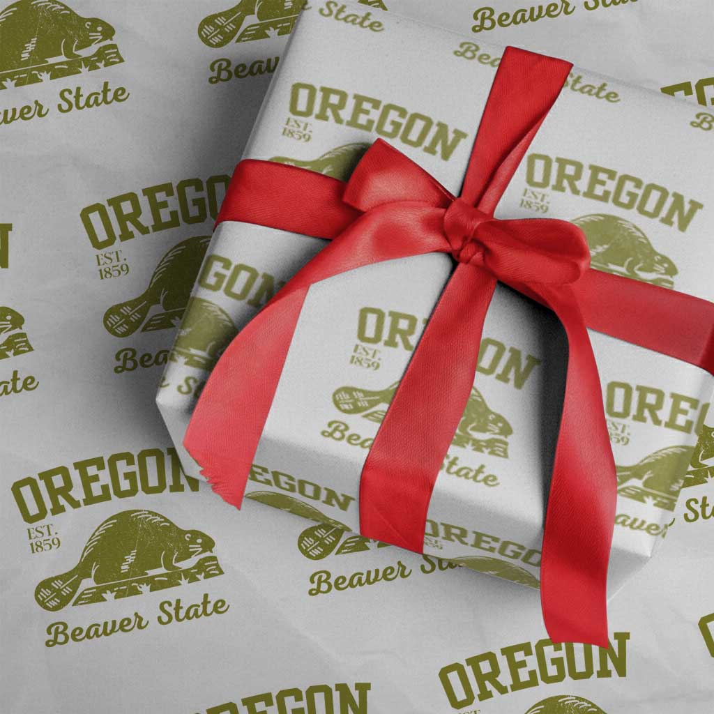 Beaver State Oregon Wrapping Paper Roll Est 1859 Vintage Flag - Wonder Print Shop