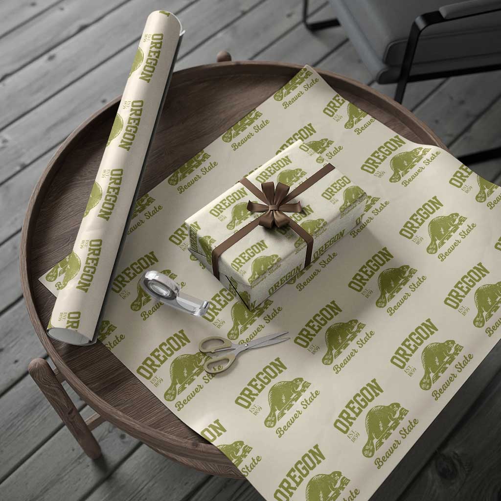 Beaver State Oregon Wrapping Paper Roll Est 1859 Vintage Flag - Wonder Print Shop
