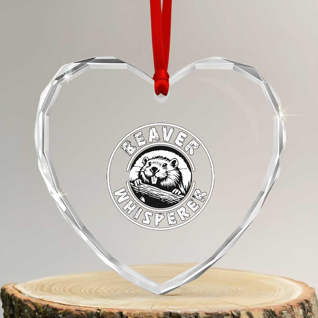 Beaver Whisperer Heart Crystal Glass Ornament Funny Wildlife Lover Nature Humor - Wonder Print Shop
