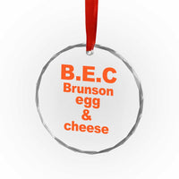 B.E.C. Brunson Egg and Cheese Sandwich Pun Crystal Glass Ornament Funny New York Bodega Breakfast Basketball Fan
