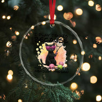 Because Punching People Is Against The Law Crystal Glass Ornament Funny Tennis Cat Gift - Wonder Print Shop