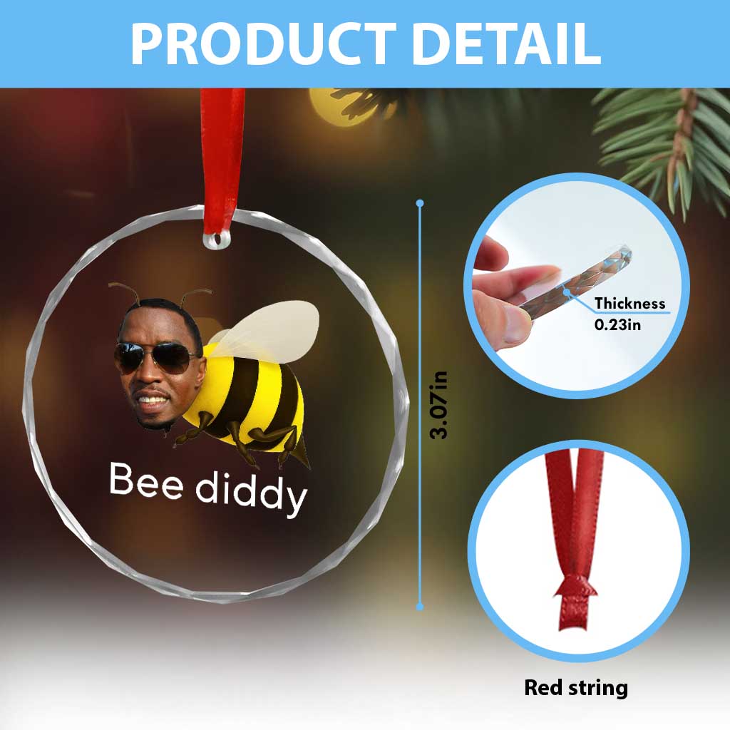 Bee Diddy Crystal Glass Ornament Funny Weirdcore Dark Humor Internet Memes Gen-Z - Wonder Print Shop
