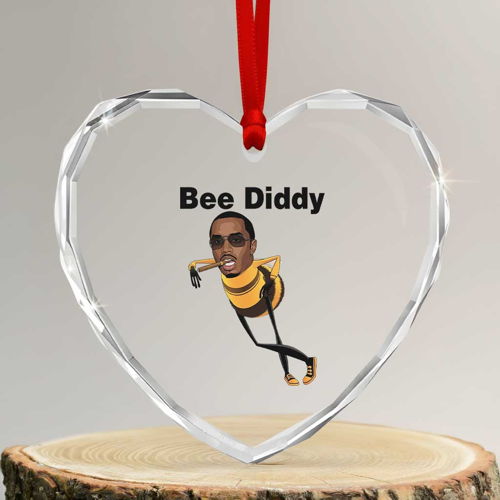 Bee Diddy Heart Crystal Glass Ornament Dark Humor Internet Meme Brainrot Gen Z