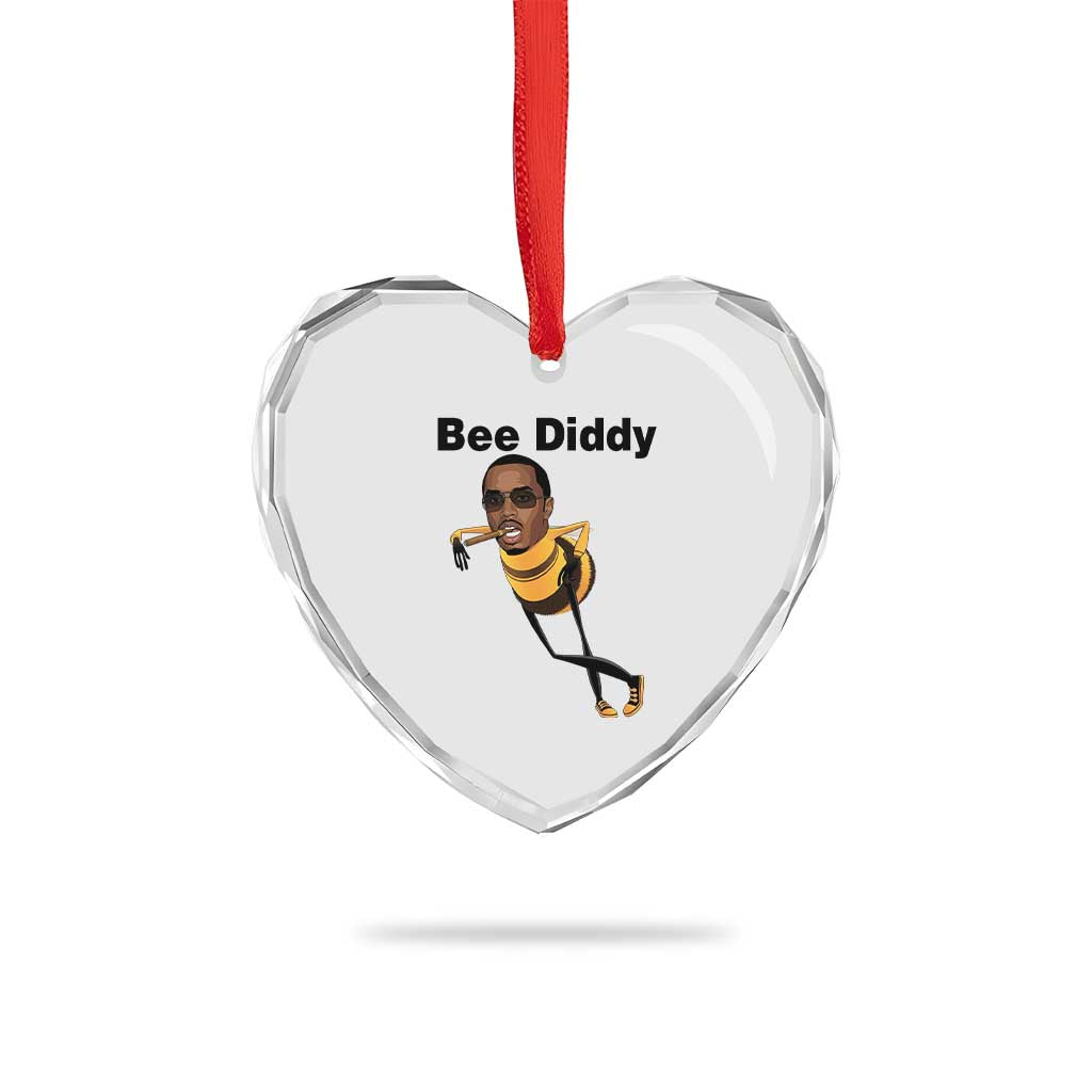 Bee Diddy Heart Crystal Glass Ornament Dark Humor Internet Meme Brainrot Gen Z