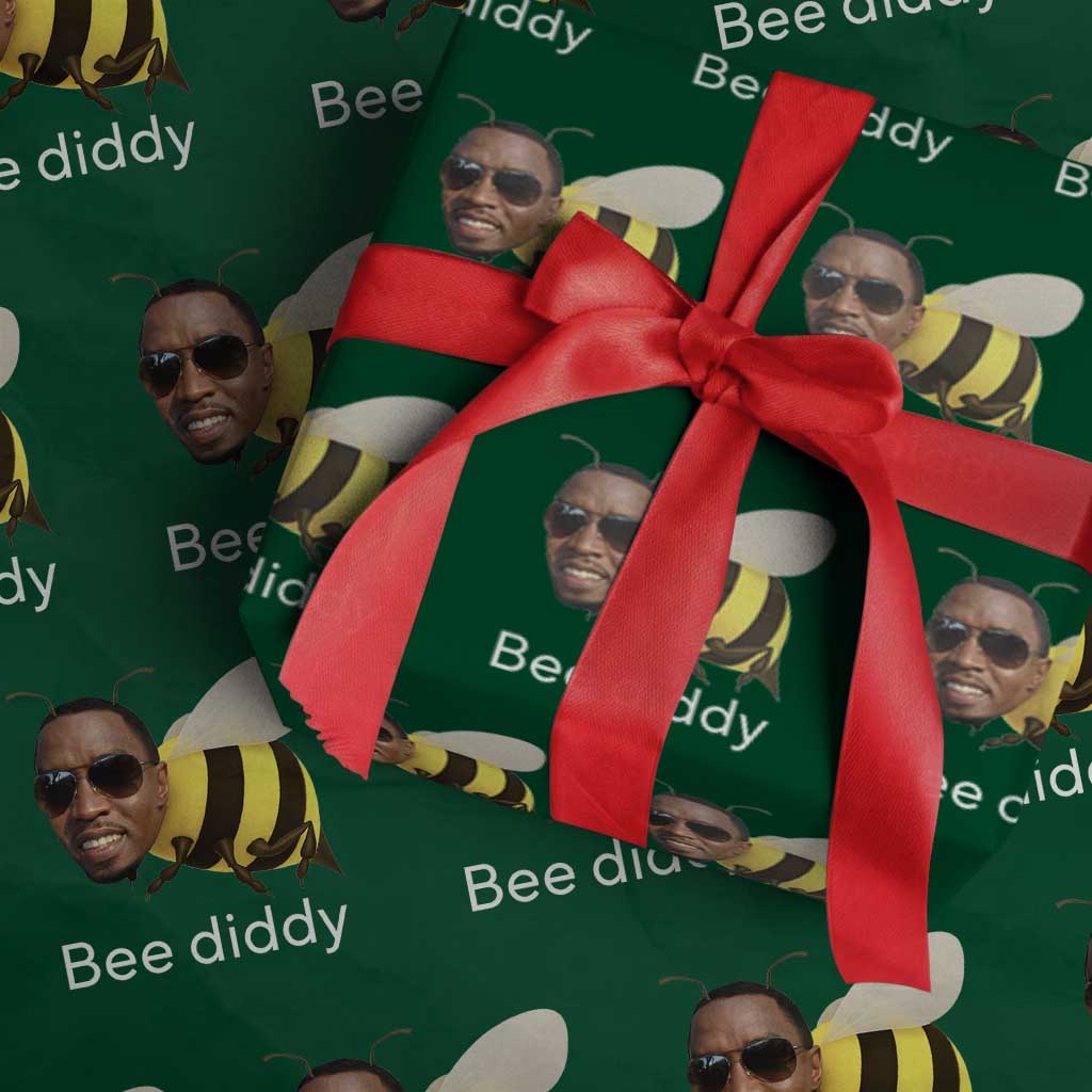 Bee Diddy Wrapping Paper Roll Funny Weirdcore Dark Humor Internet Memes Gen-Z - Wonder Print Shop