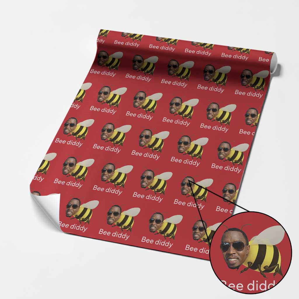 Bee Diddy Wrapping Paper Roll Funny Weirdcore Dark Humor Internet Memes Gen-Z - Wonder Print Shop
