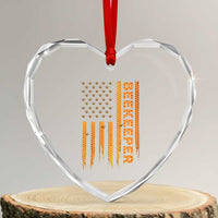 Beekeeping American Flag Honeycomb Honey Bees Beekeeper Heart Crystal Glass Ornament