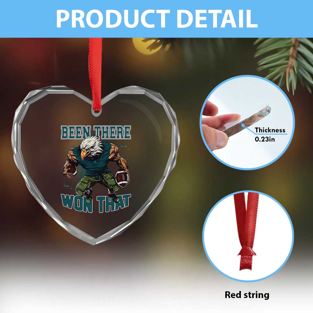 Been There Won That Fierce Football Graphic Heart Crystal Glass Ornament Game Day Champions Sport Fans - Wonder Print Shop