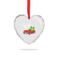 Beep Beep Frog Heart Crystal Glass Ornament Funny Driving Frog Red Convertible Car Graphic