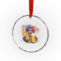 Beer And Hotdog Cat Crystal Glass Ornament Fourth Of July Celebration