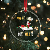 Beer Crystal Glass Ornament Funny Santa Ho Ho Hold My Beer Skateboard Roof TS10