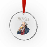 Beer Greater Than Tea Funny Founding Fathers Crystal Glass Ornament American History Drinking Boston Tea Party Sarcasm