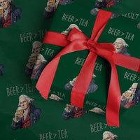 Beer Greater Than Tea Funny Founding Fathers Wrapping Paper Roll American History Drinking Boston Tea Party Sarcasm