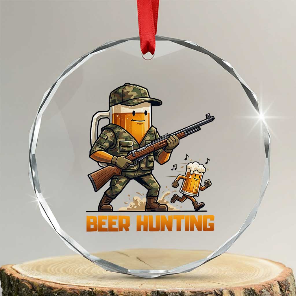 Beer Hunting Season Open Crystal Glass Ornament Beer Hunter Brew Lover Humor