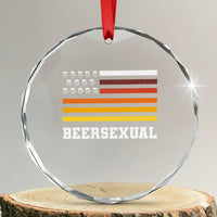 Beersexual Funny Beer Lover Graphic Crystal Glass Ornament Vintage American Flag Parody