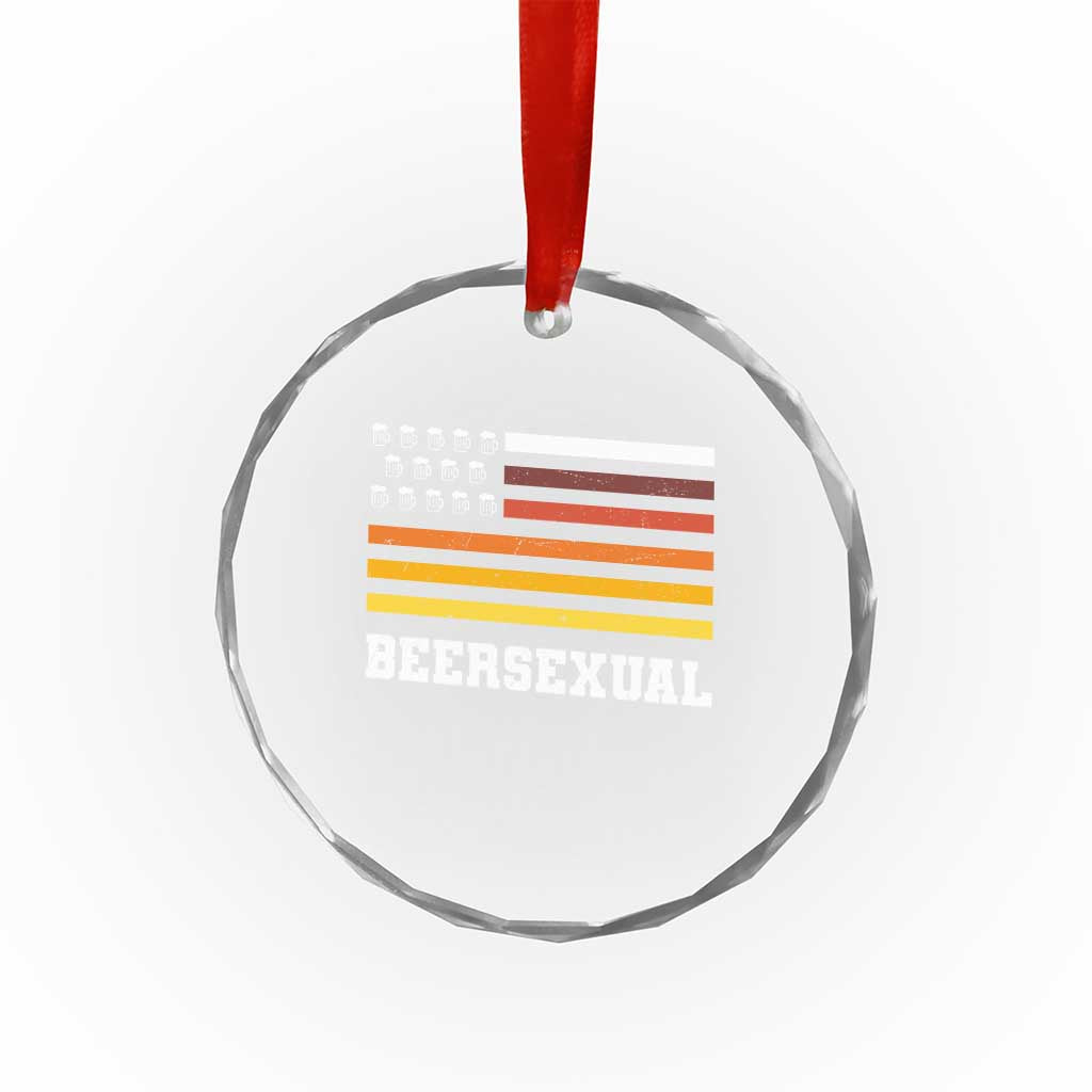 Beersexual Funny Beer Lover Graphic Crystal Glass Ornament Vintage American Flag Parody